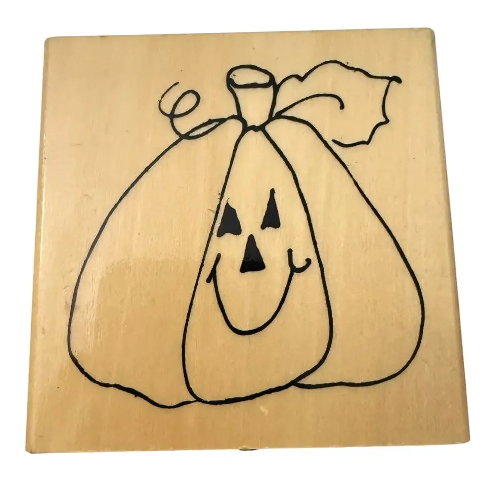 Anita's Large Pumpkin Halloween Jack O Lantern Rubber Stamp